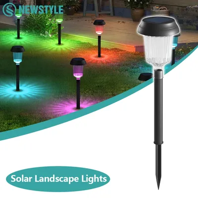 1PCS Solar Garten Lichter Outdoor Stake Pathway Beleuchtung RGB Solar Powered Landschaft Licht Wasserdichte Yard Gehweg Einfahrt Path