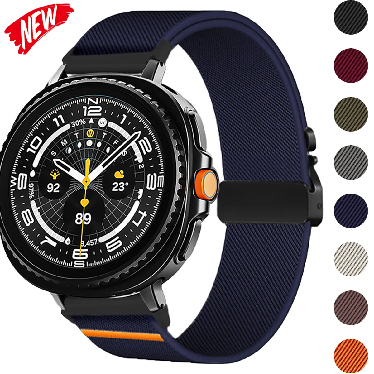 Nylonarmband für Samsung Galaxy Watch 8/8, klassisches elastisches Sportarmband für Galaxy Ultra 2025/7 Ultra, keine Lücken, Smartwatch-Armband Image