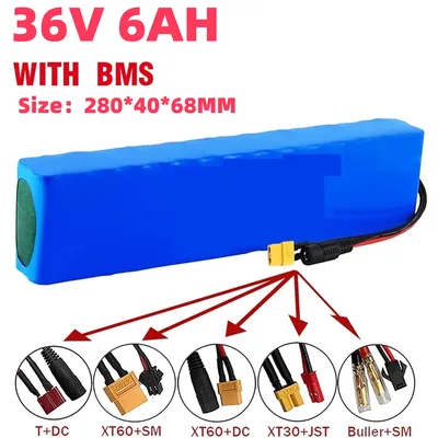 36V 6Ah 18650 10S3P Li ion Portable Battery Pack, Lithium ion Battery Pack, Replacement Battery, with Charger BMS