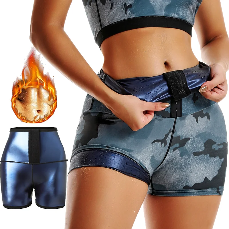 Frauen Camouflage Body Shaper Schweiß Sauna Shorts Fett Brennen Taille Trainer Abnehmen Hosen Körper Shapewear Hohe Taille Fitness Gym