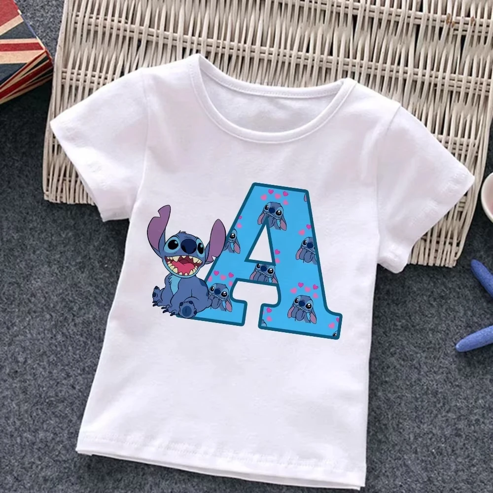 Buchstabe A B C D Kinder T-Shirt Name Kombination T-shirts Cartoons Kawaii Kid Casual Kleidung Mädchen Junge Harajuku Tops