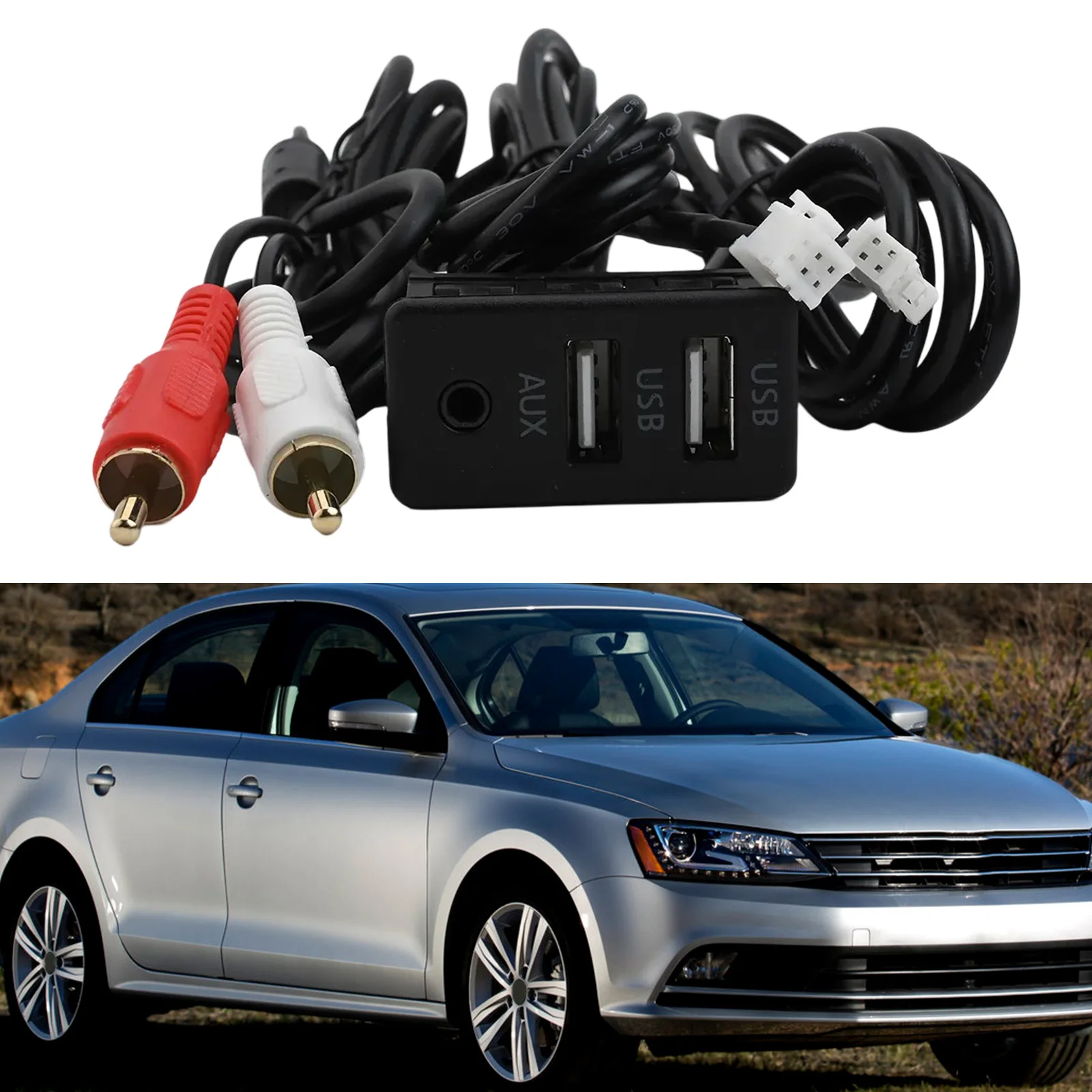 Auto Dual USB + AUX Buchse Basis Auto Dash Mount Dual USB + AUX Port Panel Interface Verlängerung 145 cm Kabel Adapter Auto Zubehör Image