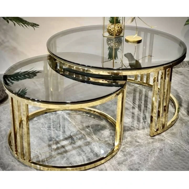Ensembles De meubles De Salon Tables basses centrales en métal Meuble De luxe moderne Table Basse Salon Table basse en verre