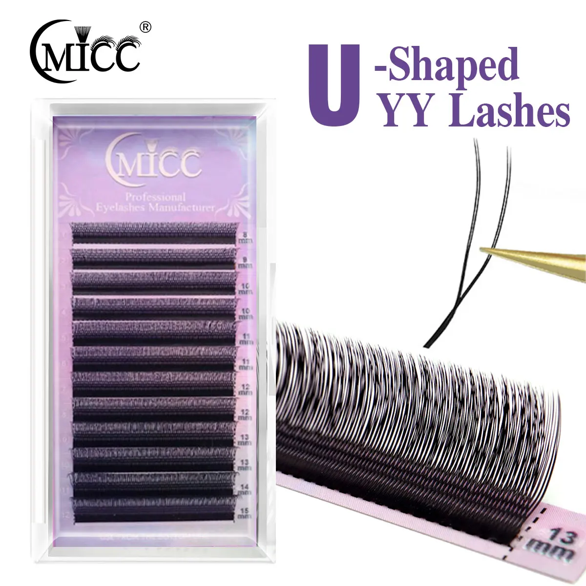 CMICC U-förmige YY Double Tip 2D Volume Lashes Ultradünne Y-Wimpernverlängerung Leichte, superweiche, vorgefertigte Fächer-Wimpernverlängerung Image