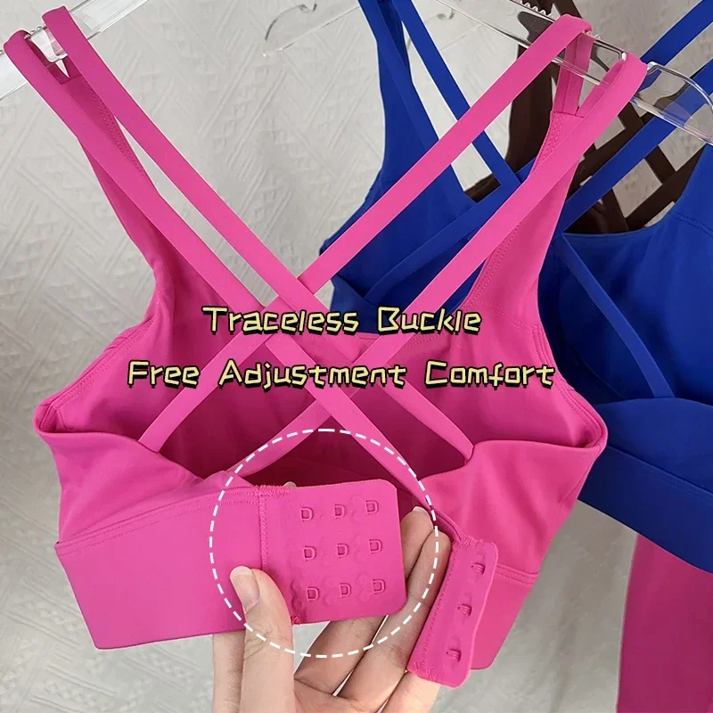 2-teiliges Yoga-Set, High-End-Sexy-Mode, verstellbare Schnalle, Sport-BH, hohe Taille, Hüftheben, Leggings, Laufen, atmungsaktives Set Image