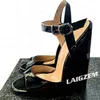 LAIGZEM Damen Pumps Peep Toe 15 cm Steil High Heels Knöchelriemen Sandalen Handgefertigte Damen Damenschuhe Frau Plus Größe 39 41 45 47