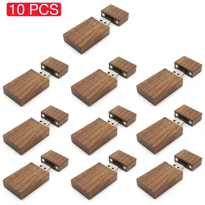 10 TEILE/LOS USB Holz USB-Flash-Laufwerk Fotografie Hochzeitsgeschenke Kostenloser individueller Logo Memory Stick 128 GB Nussbaum Holz Stift Laufwerke 16 GB Image