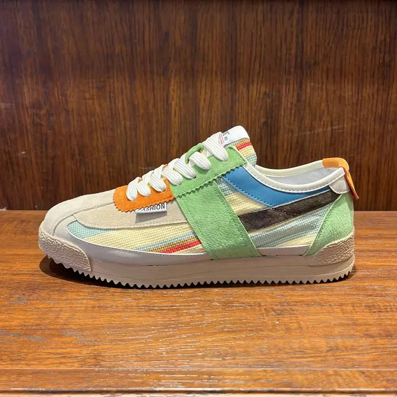 Men's Classic Running Shoes Lace Up Soft Sole Walking Shoes Breathable Flat Bottom Sports Shoes Couple Casual Shoes Tennis Shoes