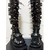 Nieten Gothic Rock Punk Stiefel Kniehohe Elegante Prägnante Mode Neuheit Leder Gürtel Schnalle Runde Kappe Frauen Schuhe Neue Heiße Mädchen