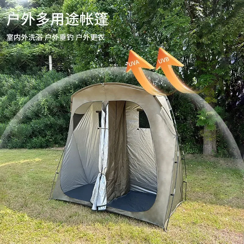 210*110*210CM Outdoor Camping Dusche Ändern Zelt Zwei Person Baden Nass Trocken Trennung Tragbare Wc unterschlupf Strand Privatsphäre