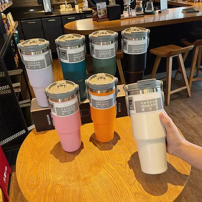 Large-capacity 304 30oz-900mlstainless steel mug vacuum portable ice mug outdoor car mug with straw