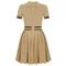 High Quality Elastic Knitted New Fashionable Texture Lapel Short Sleeved Slim Fit Large Swing Pleated Short Women