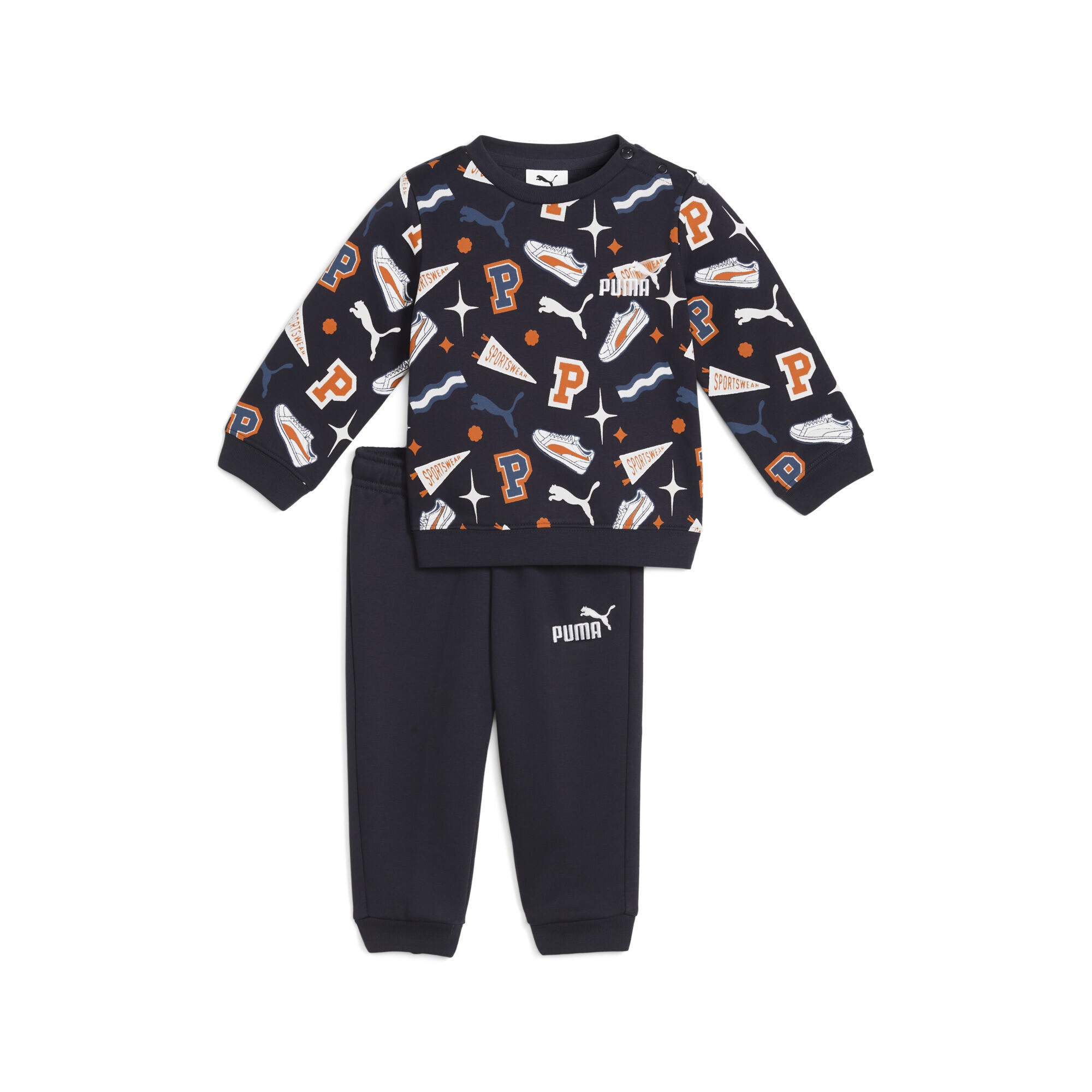 Jogginganzug PUMA "Minicats Jogginganzug Kinder", Kinder, Gr. 68, blau (new navy blau), Obermaterial: 68% Baumwolle, 32% Polyester; Rippe: 3% Elasthan, 97% Baumwolle, Sportanzüge Image