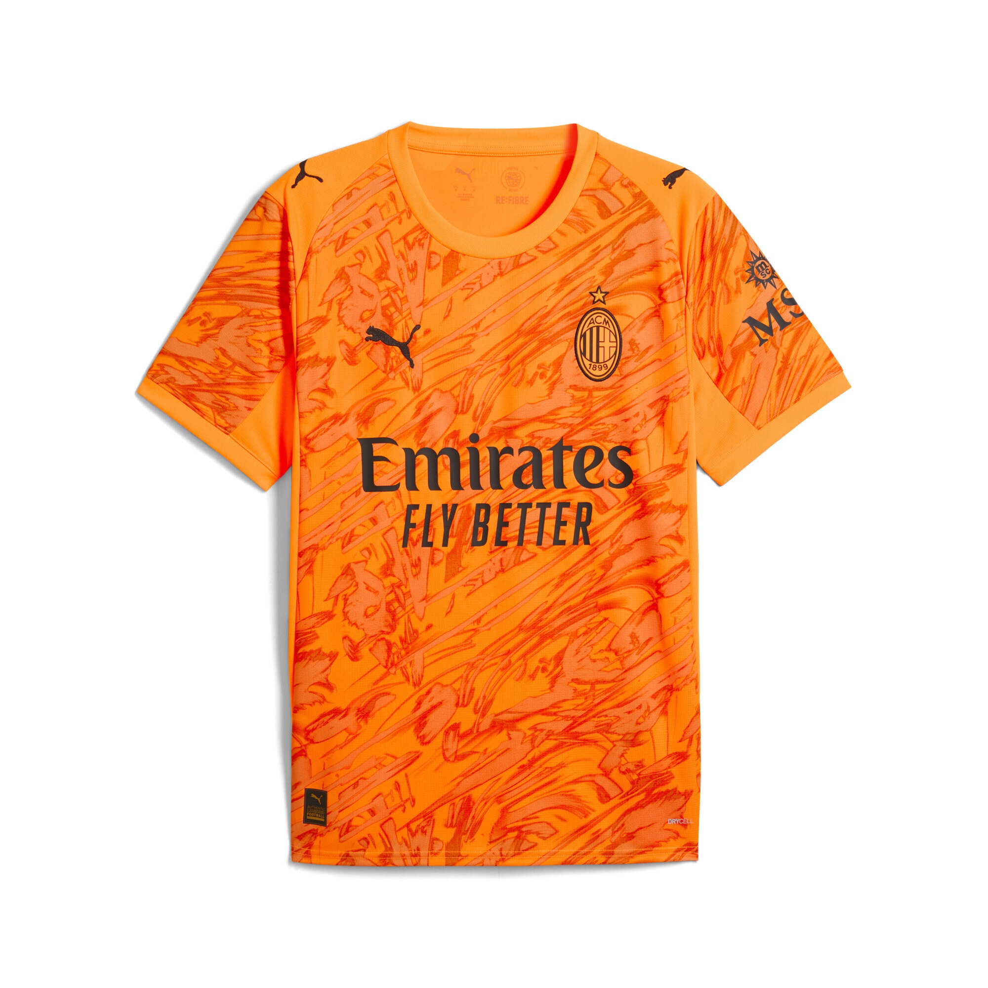Trainingsshirt PUMA "AC Milan 25/26 Torwarttrikot Herren", Herren, Gr. M, heat fire schwarz orange, Obermaterial: 100% Polyester; Rippe: 100% Polyester, regular fit, Rundhals, Shirts