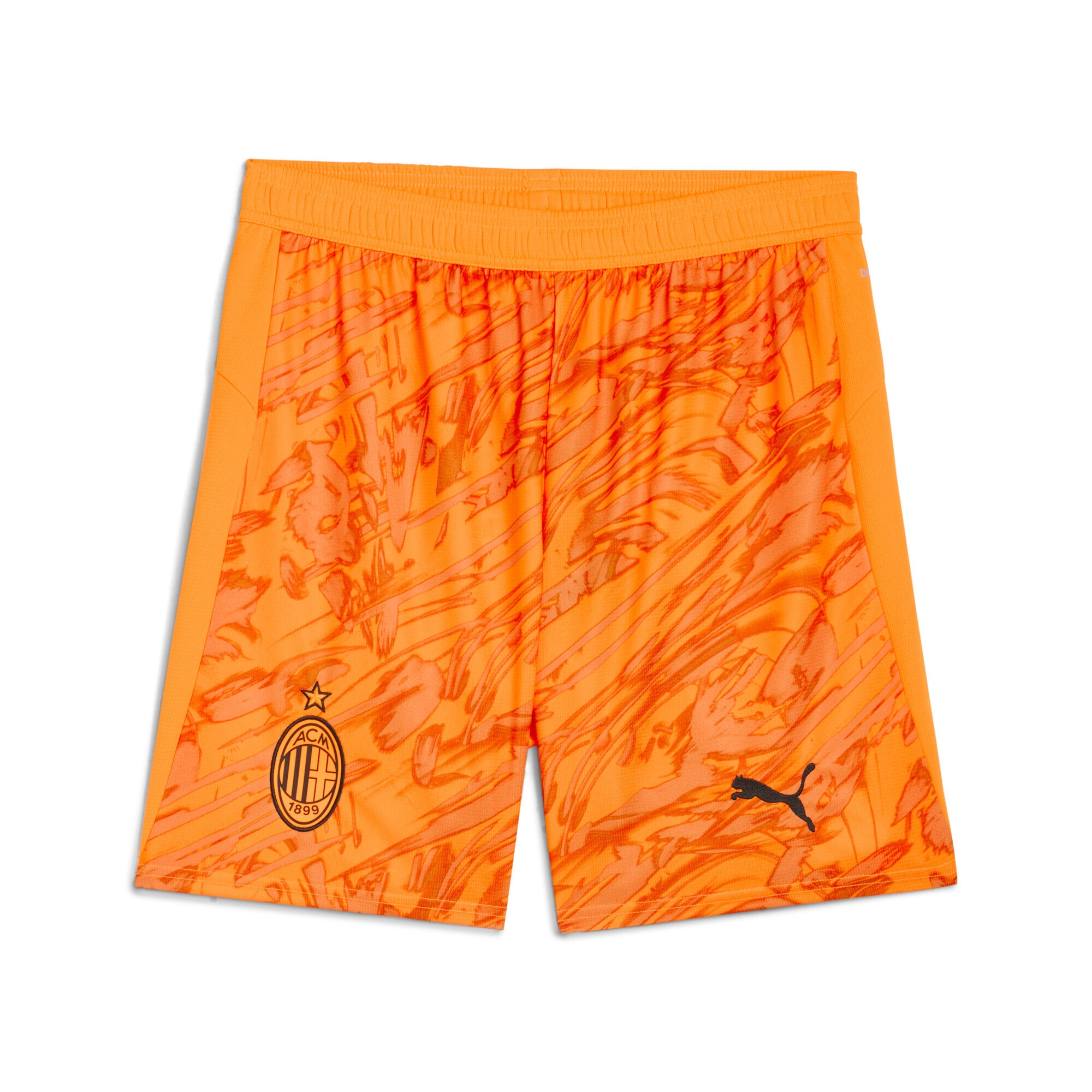 Sporthose PUMA "AC Milan 25/26 Torwartshorts Herren", Damen, Gr. L, Normalgrößen, heat fire schwarz orange, Obermaterial: 100% Polyester, regular fit, Hosen Sporthose