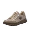 Plateausneaker RIEKER, Damen, Gr. 36, beige, Lederimitat, metallic, sportlich, Schuhe, Schnürschuh, Halbschuh, Freizeitschuh in Bequemweite G (= weit)
