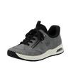Slip-On Sneaker RIEKER "Ready2GO", Damen, Gr. 37, grau (grau, schwarz), Lederimitat, Textil, sportlich, Schuhe, Schlupfschuh, Halbschuh, Freizeitsneaker mit aufgesetzter Schnürung
