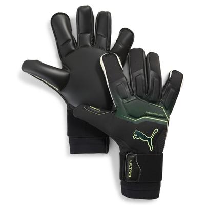 Torwarthandschuhe PUMA "PUMA ULTRA Ultimate Hybrid Torwarthandschuhe Unisex", Damen, Gr. 8, schwarz grün terrain fizzy light gelb, 76% Latex, 23% PES, 1% PU, Handschuhe Image
