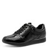 Sneaker TAMARIS, Damen, Gr. 38, schwarz, Lacklederimitat, unifarben, glänzend, sportlich, Schuhe, Freizeitschuh, Halbschuh, Schnürschuh mit Außrenreißverschluss