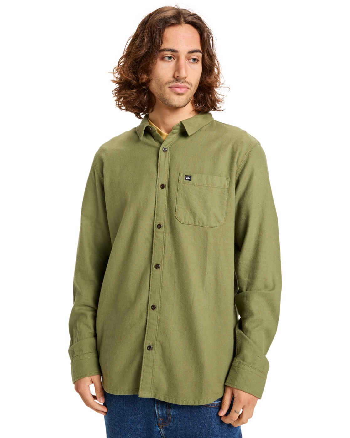 Langarmhemd QUIKSILVER "Motherfly Solid", Herren, Gr. M, US-Größen, grün (loden grün), 100% Baumwolle, Hemden