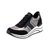 Sneaker REMONTE "Remonte Sneaker Lederimitat", Damen, Gr. 42, schwarz (schwarz, silber), Lederimitat, casual, Schuhe