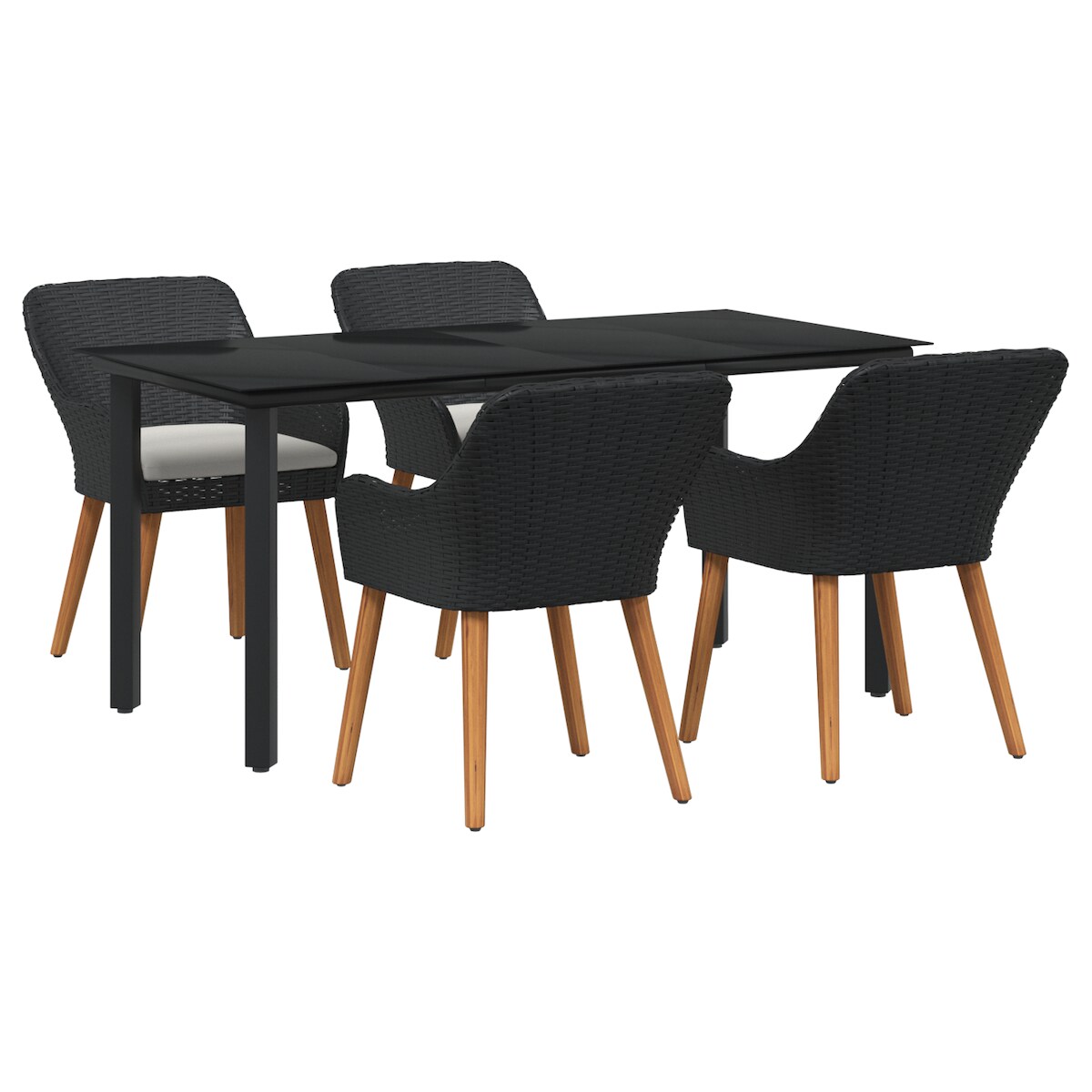 vidaXL 5-teiliges Garten Esstischset Schwarzes Poly-Rattan Image