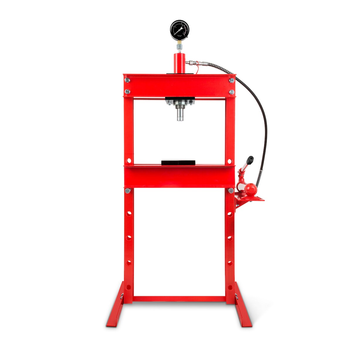 EBERTH Hydraulikpresse 12T mit Manometer, 6-fach höhenverstellbar, 910 mm Arbeitshöhe, inkl. Zylinder & Backen Image