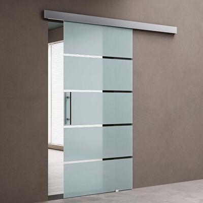 Glasschiebetür Komplettset 77,5 x 215 cm 15mm Wandabstand Schiebetür mit ESG-Sicherheitsglas Image