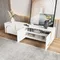 Meuble TV de luxe simple avec 4 tiroirs, blanc + panneaux de particules + 50-59 pouces, bouton à ouvrir, meuble TV, meuble TV 4 portes, Meubles