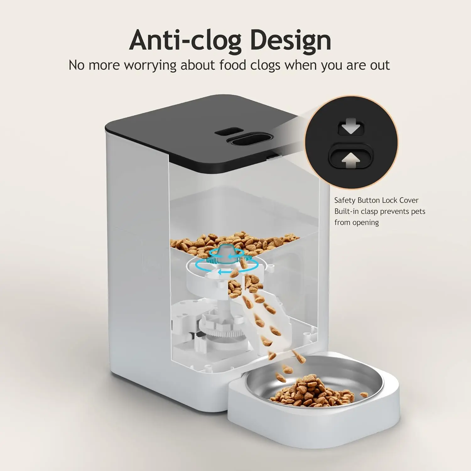 VOLUAS Distributeur automatique de nourriture pour chat-Timed Food automatique pour chats et chiens avec distributeur de nourriture sèche