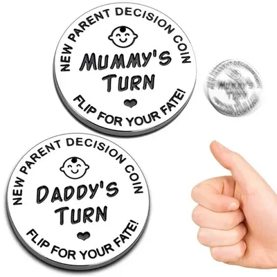 1pcs New Parents Decision Coin Double Sided Pregnancy Gifts New Dad Mom Gifts for First Time to be Daddy Mummy Funny Baby Gift