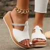 2024 Trend Casual Beach Hausschuhe mit dicken Sohlen neue rutsch feste Sandalen mit Keil absatz modische Damenschuhe mit offenen Zehen plus Größe 43