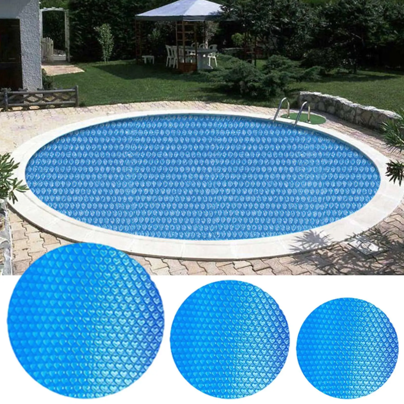 Pool-Solarabdeckung, rund, über dem Boden, Schwimmbadabdeckung, wasserdicht, für den Boden eingelassene Schwimmbadabdeckung, schützende Thermodecke für den Pool Image