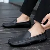 Echtes Leder Männer Casual Schuhe Luxus Marke Atmungsaktive Slip auf Schwarz Fahren Schuhe Weiche Männer Loafer Mokassins Plus Größe 37-47