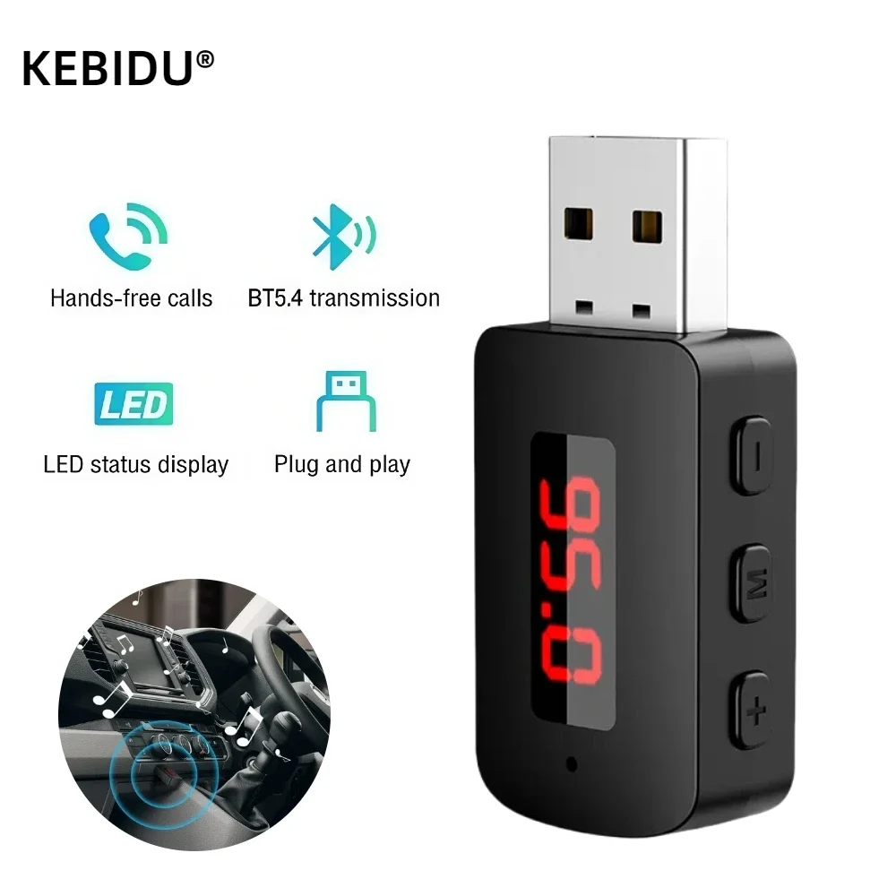 Auto Bluetooth 5,4 Sender Empfänger Freisprechen Anruf Mini USB Power Car Kit Auto Stereo Wireless Audio Adapter Für Auto FM Radio Image