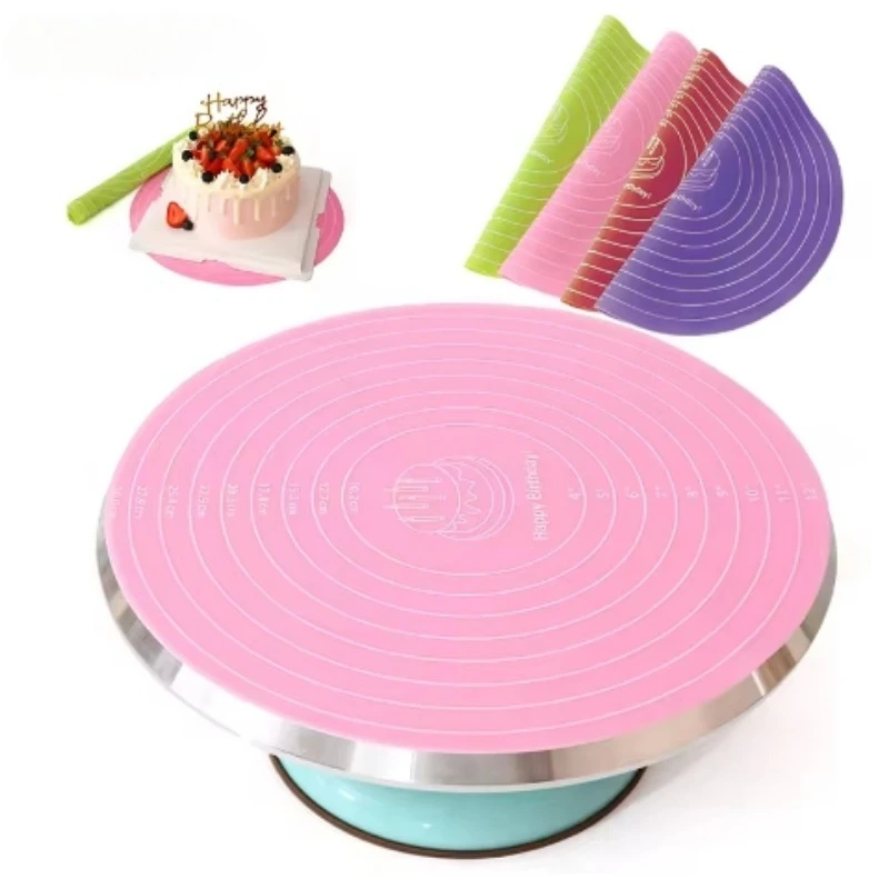 1/3Pcs Lebensmittel-grade Silikon 30cm Rund Pad Kneten Matte Tischset Küche Backen Hohe Temperatur Beständig Nicht-slip Teig Matte Image