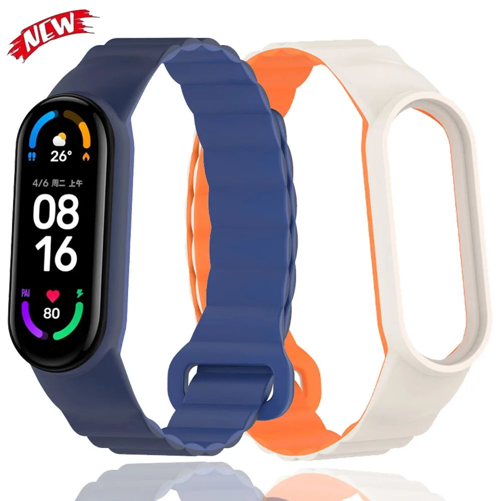 Silikon Magnetische Schleife Strap Für Xiaomi Mi Band 10 9 8 7 6 5 4 3 Armband Armband Correa für Mi Band 8 9 Mi band 10 Gürtel strap Image