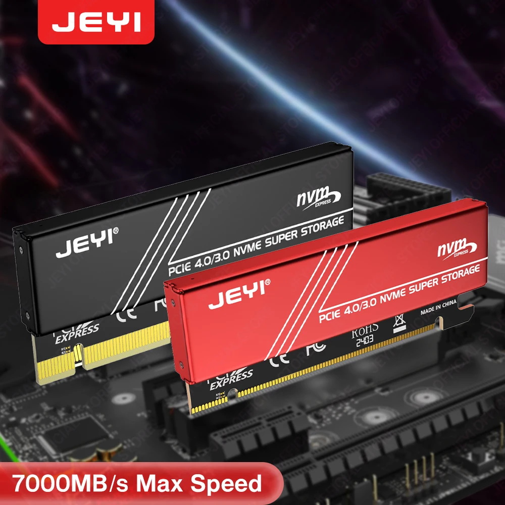 JEYI M.2 NVME zu PCIE 4.0 x 16 Adapter, PCIe x16 Gen4 Erweiterungskarte mit Aluminium-Kühlkörpergehäuse, für Samsung 980 PRO, 970 EVO Image