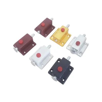 10pcs Door Bolt Exposed Spring Plastic Automatic Button Latch Door Chain Latch For Furniture Hardware
