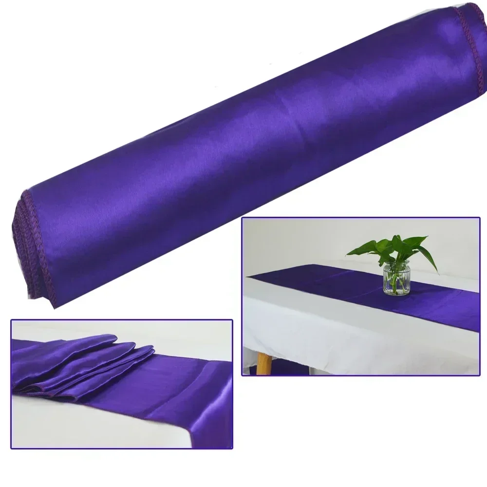 30 x 180 cm Satin-Tischläufer, Hochzeitsdekoration für Geburtstag, Babyparty, Weihnachtsfeier, Gold/Königsblau, Tischläufertuch Image