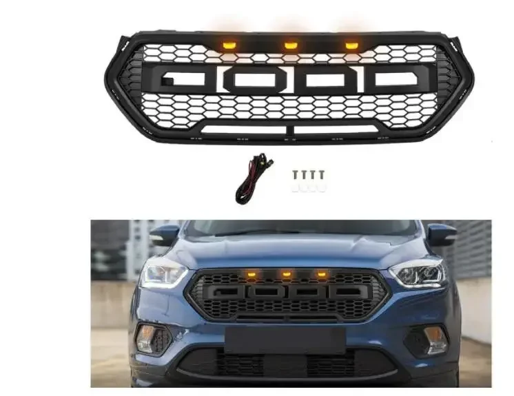 LED-modifizierte vordere Renngrills, ABS-Grillnetz, RAPTOR-Grillmasken-Abdeckung, passend für ESCAPE KUGA 2017 2018 2019 2020 Image