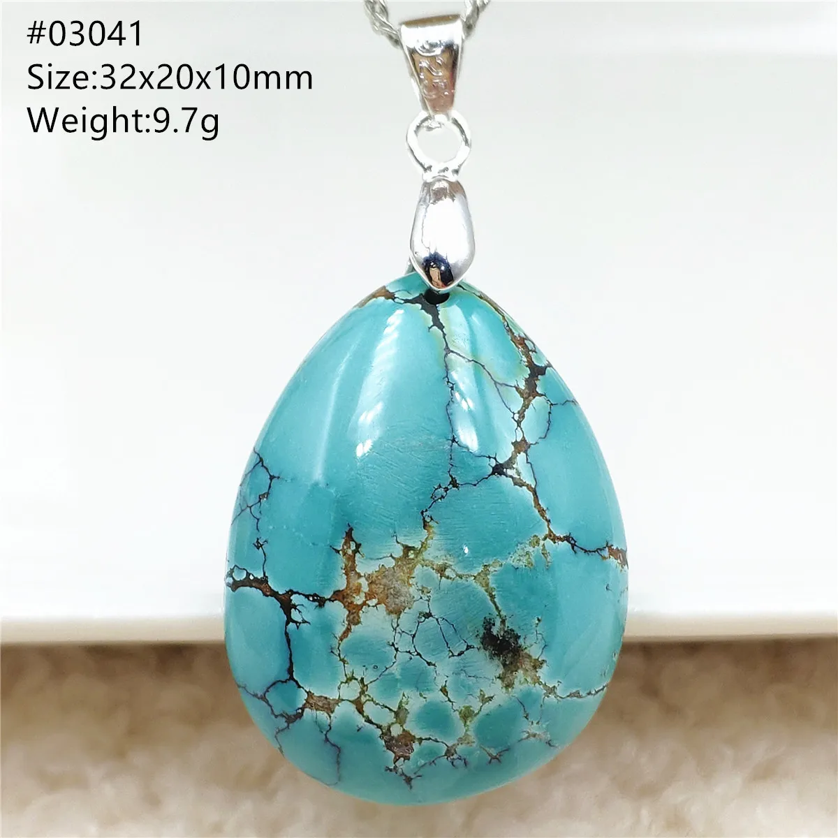 Natürlicher grüner Türkis-Anhänger, Edelstein, Wassertropfen, rechteckig, für Damen und Herren, blaue Türkis-Heilungskette, AAAAA