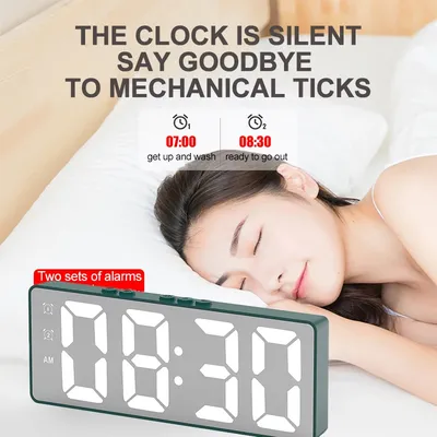 LED Wecker Elektronische Student Digitaluhr Sprachsteuerung Dual Snooze 12/24H Dual Alarme Temperatur Stumm Tischuhr