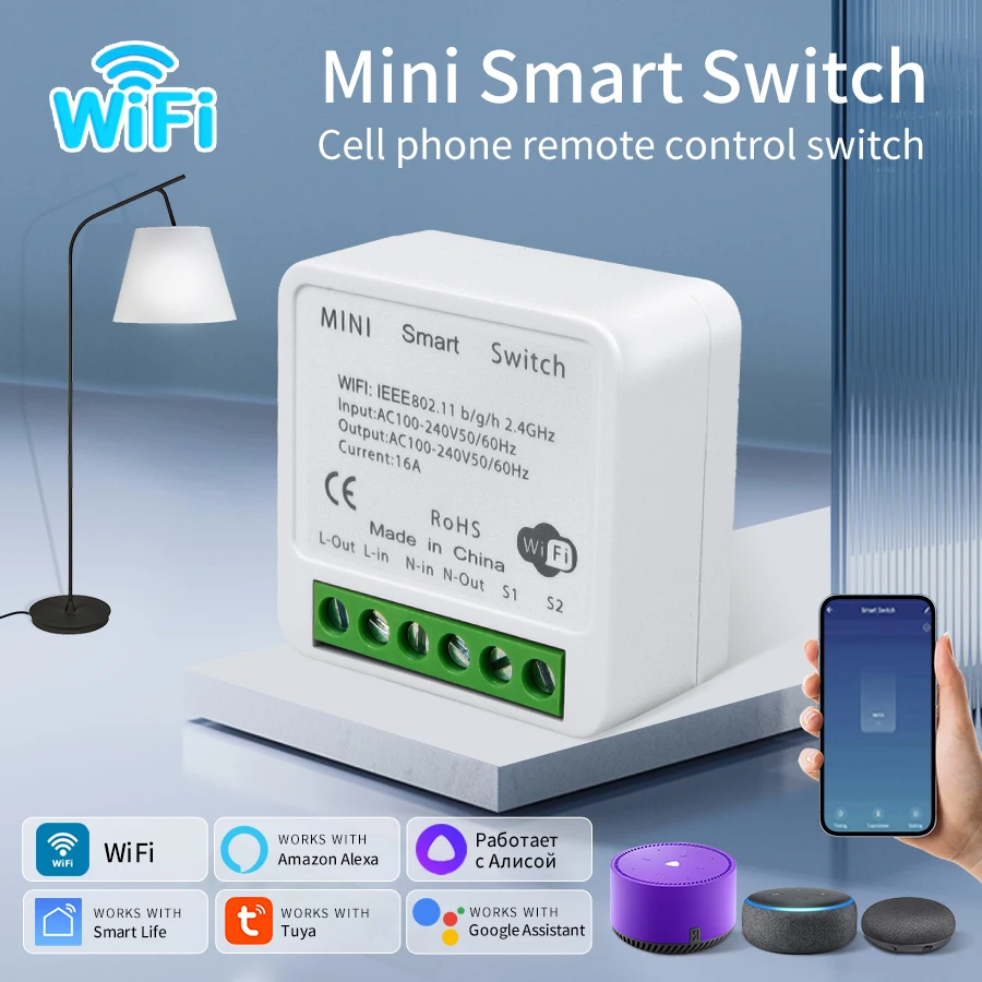 Tuya WiFi Smart Switch 2-Wege-Steuerung Drahtloses Leistungsrelais 16A 20A Smart Life APP Sprachsteuerung Funktioniert mit Alexa Google Home Image