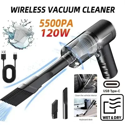 ortable Cordless Car Vacuum Cleaner 120W High Power, 2-in-1 Handheld for Car & Home, Wireless Rechargeable Mini Vacuum Cleaner"