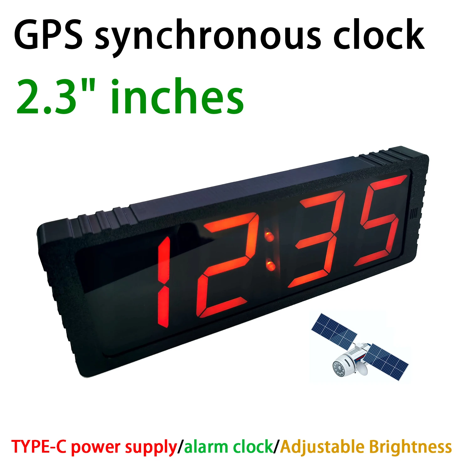 2,3" GPS/Beidou Satelliten-Timing Autouhr W Alarm Auto Synchronisation Zeitanzeige LED Elektronische Digitaluhr 12/24 Stunden Image