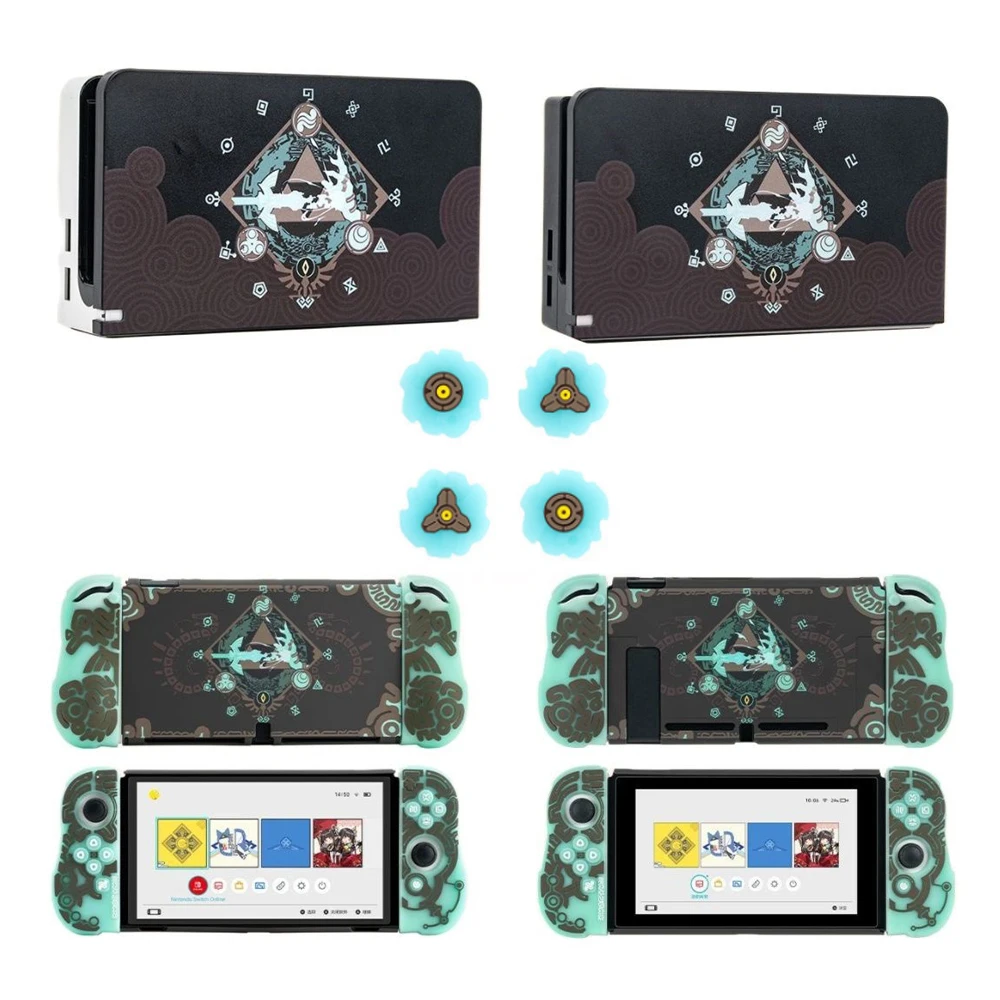Hard Case TV Dock Charger Crystal Shell Protector For Nintendo Switch NS Oled Joy-Con TPU Soft Hand Grip Thumb Stick Cap Cover