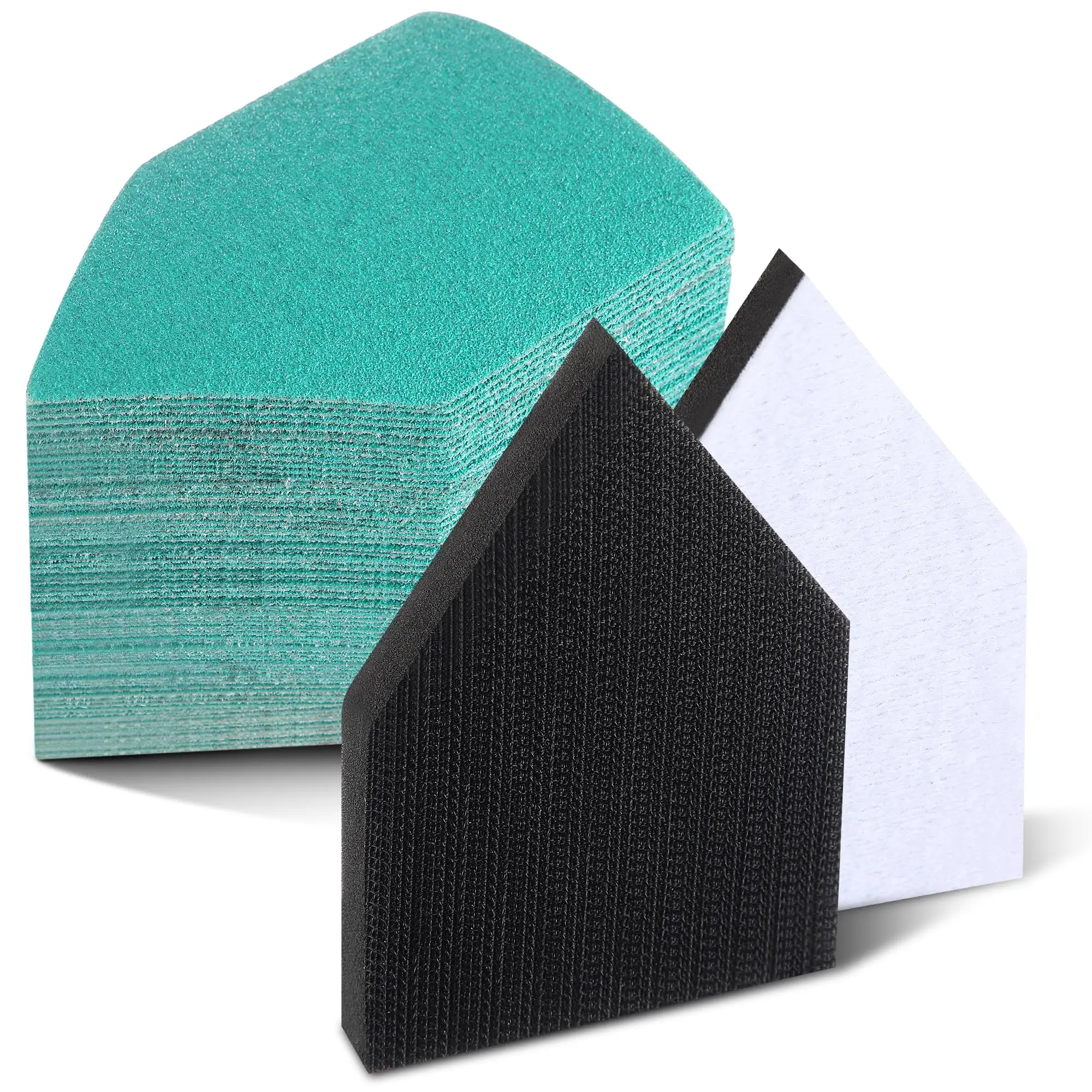 65 x 92 mm Detail-Schleifpapier, 82 Stück, mit Schleifschnittstellen-Pads, kompatibel mit M12-Schleifgeräten, sortiertes Dreieck mit Körnung 80–240 Image