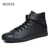 Stiefeletten Männer Schwarz PU Leder Schuhe Herbst Winter Komfortable Plattform Casual Schuhe High-top 2022 Mode Leahter Stiefel mann