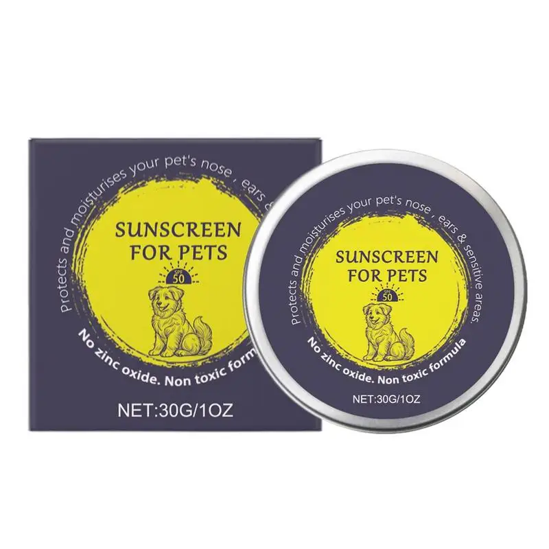 Sonnenschutz für Hunde, 30 g, Sonnenschutz für Hunde in der Dose, langanhaltender Hautschnuller, tragbarer Schnauzenbalsam, Körperfeuchtigkeitscreme für Hunde, Katzen, Pferde Image